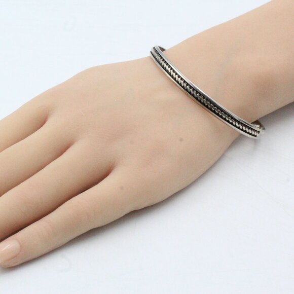 STERLING SILVER NAVAJO TWISTED ROPE CUFF BRACELET - Picture 2 of 9